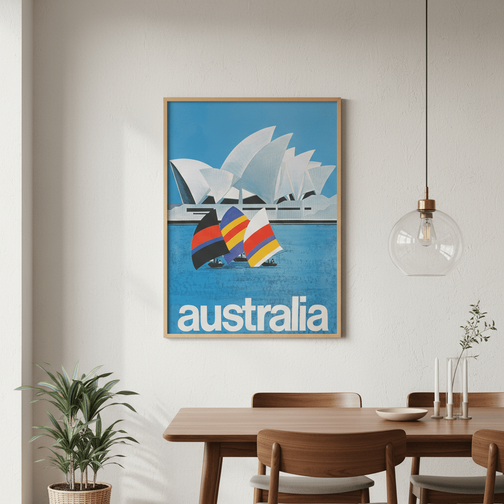 Australia Sydney Harbour Bridge Sail Retro Wall Art Print wall - art - picture - poster
