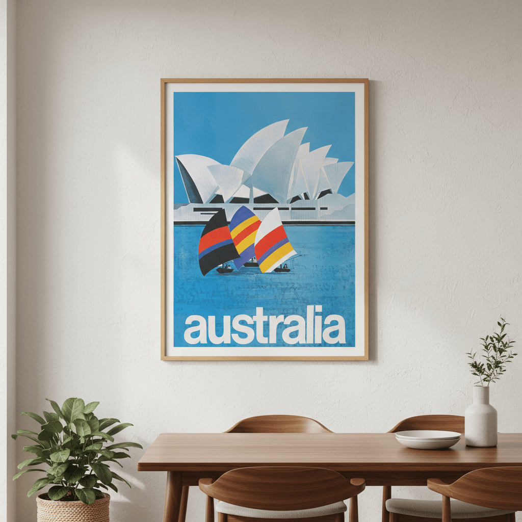 Australia Sydney Harbour Bridge Sail Retro Wall Art Print wall - art - picture - poster