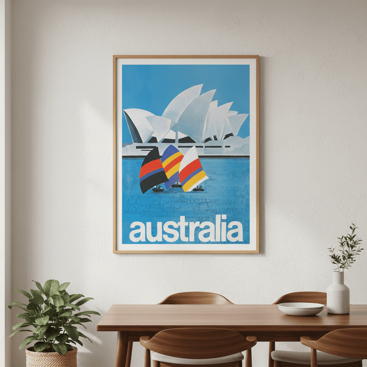 Australia Sydney Harbour Bridge Sail Retro Wall Art Print wall - art - picture - poster