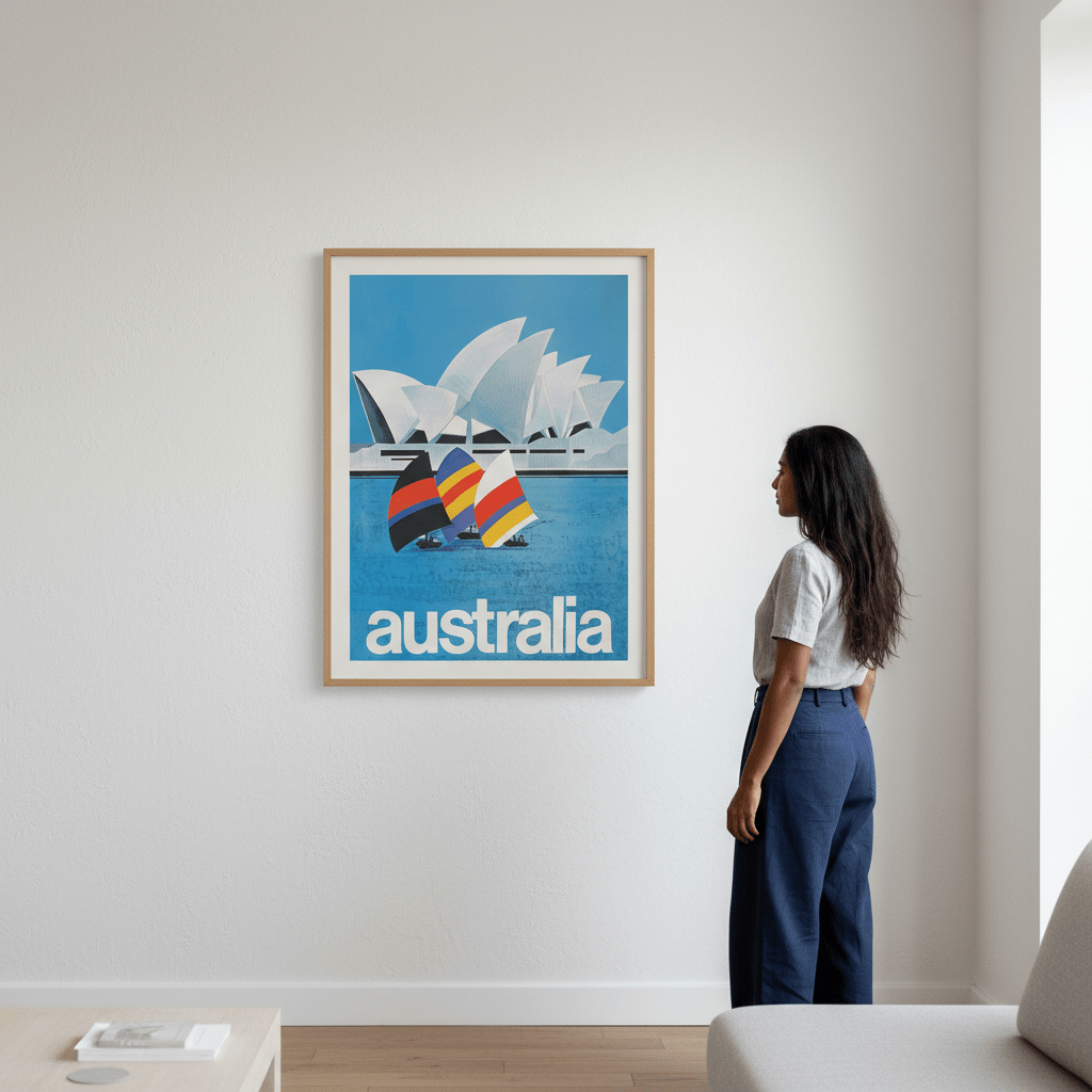 Australia Sydney Harbour Bridge Sail Retro Wall Art Print wall - art - picture - poster