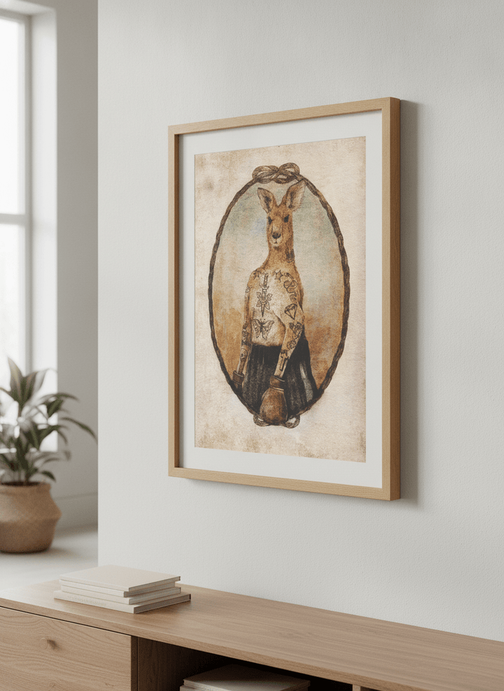 Modern wall art styled above a sofa in a neutral living room