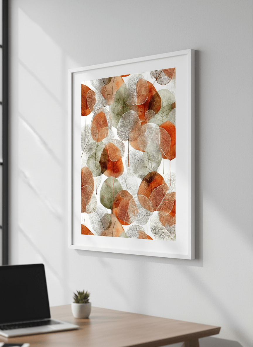 Contemporary wall art featured in a bright modern office workspace