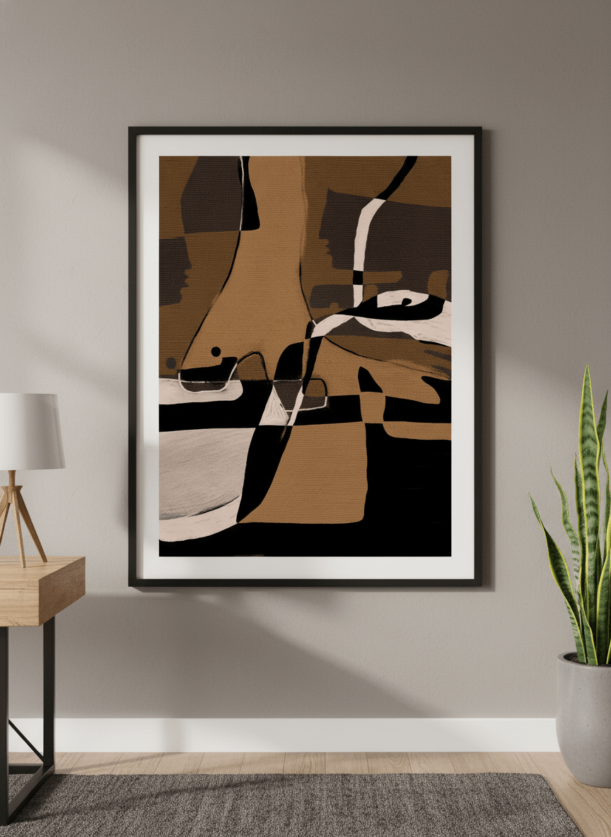 Contemporary wall art featured in a bright modern office workspace