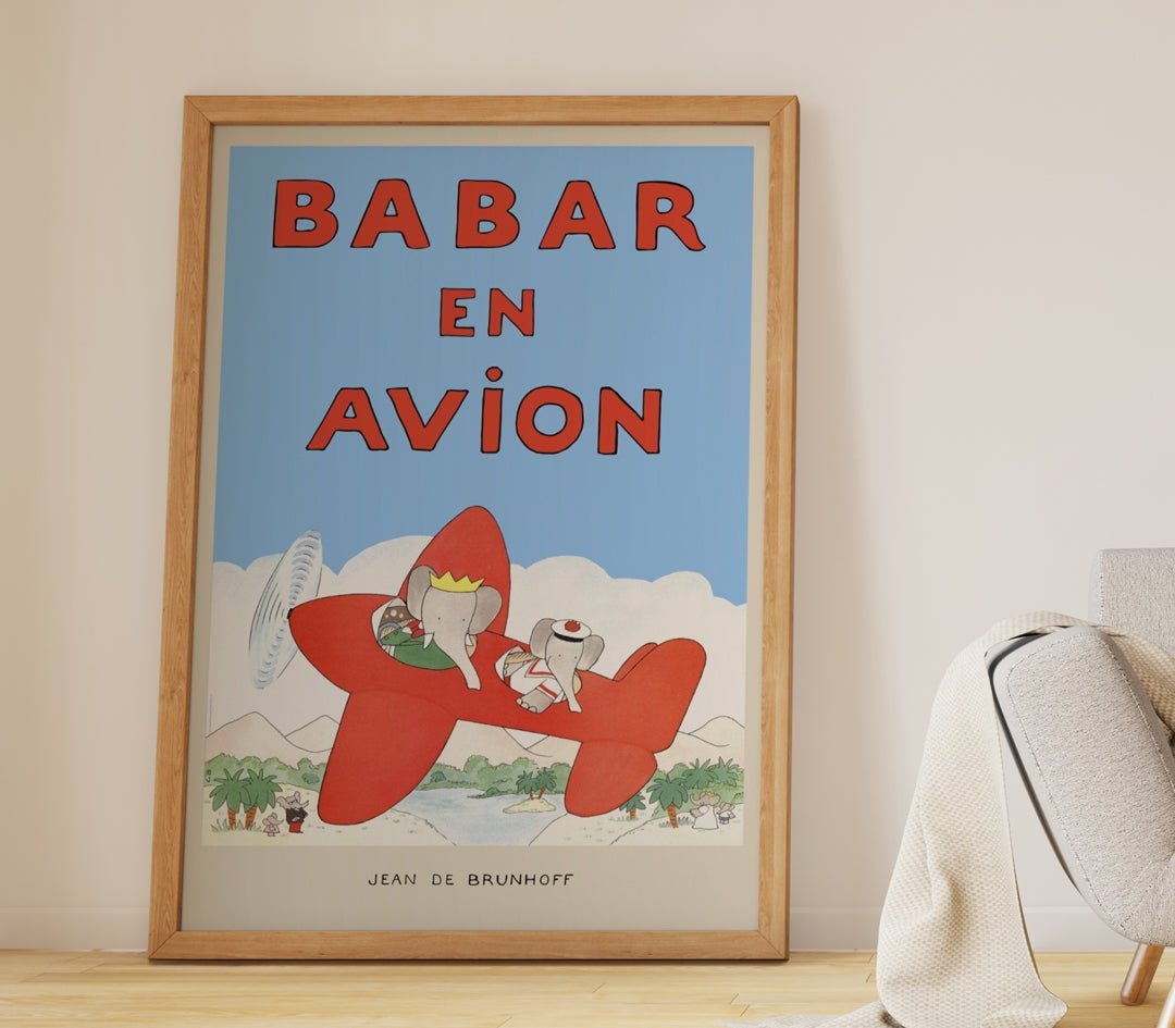 Babar en Avion Wall Art by Jean de Brunhoff - Style My Wall
