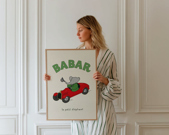 Babar Green Le Petit Elephant Nursery Print - Style My Wall