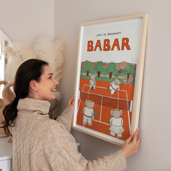 Babar Plays Tennis Kids Print - Style My Wall