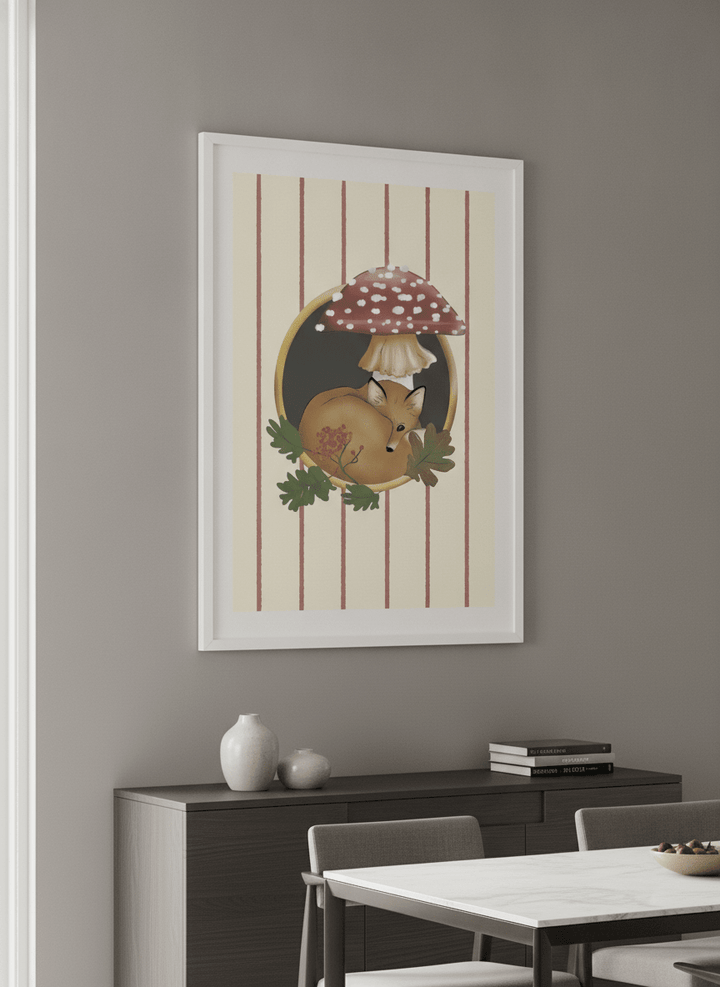 Wall art styled above a dining table in a contemporary home
