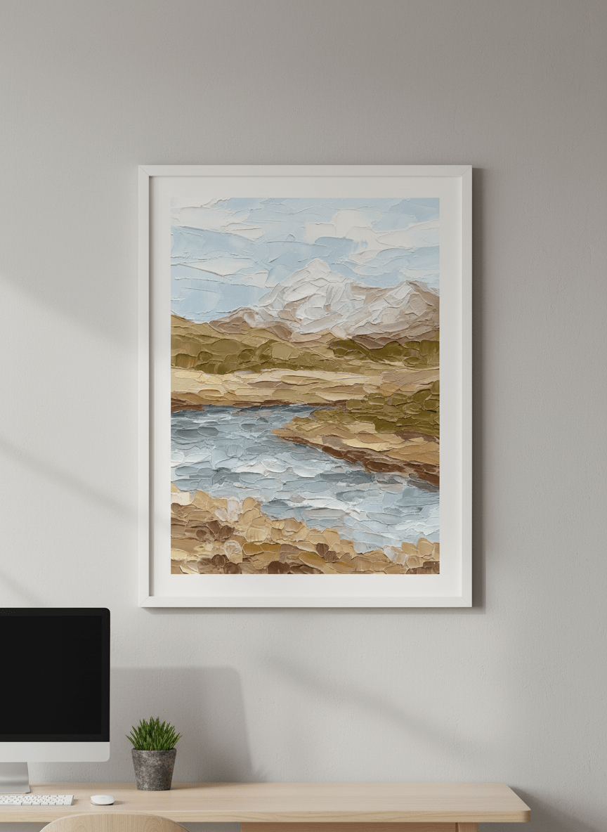 Contemporary wall art featured in a bright modern office workspace