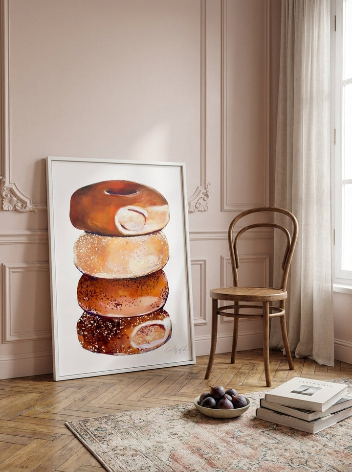 Modern wall art print leaning against the wall in a Parisian living room