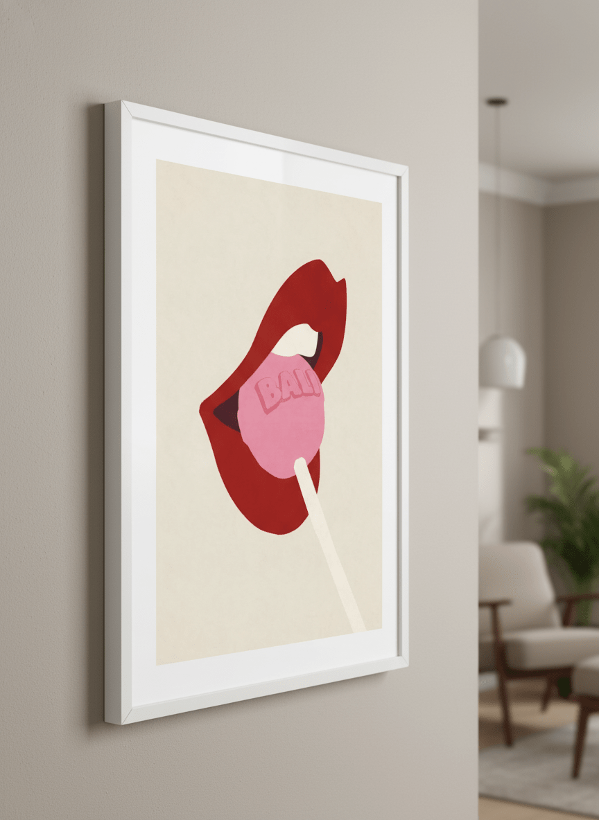 Modern wall art styled above a sofa in a neutral living room