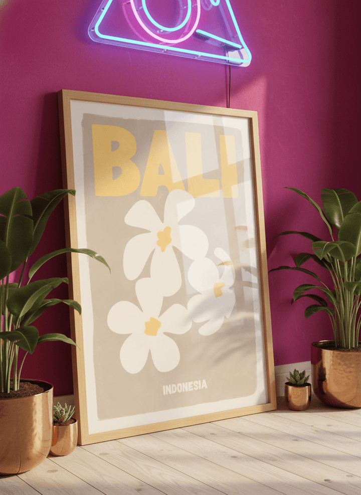 Bold wall art styled in a colourful, eclectic modern home