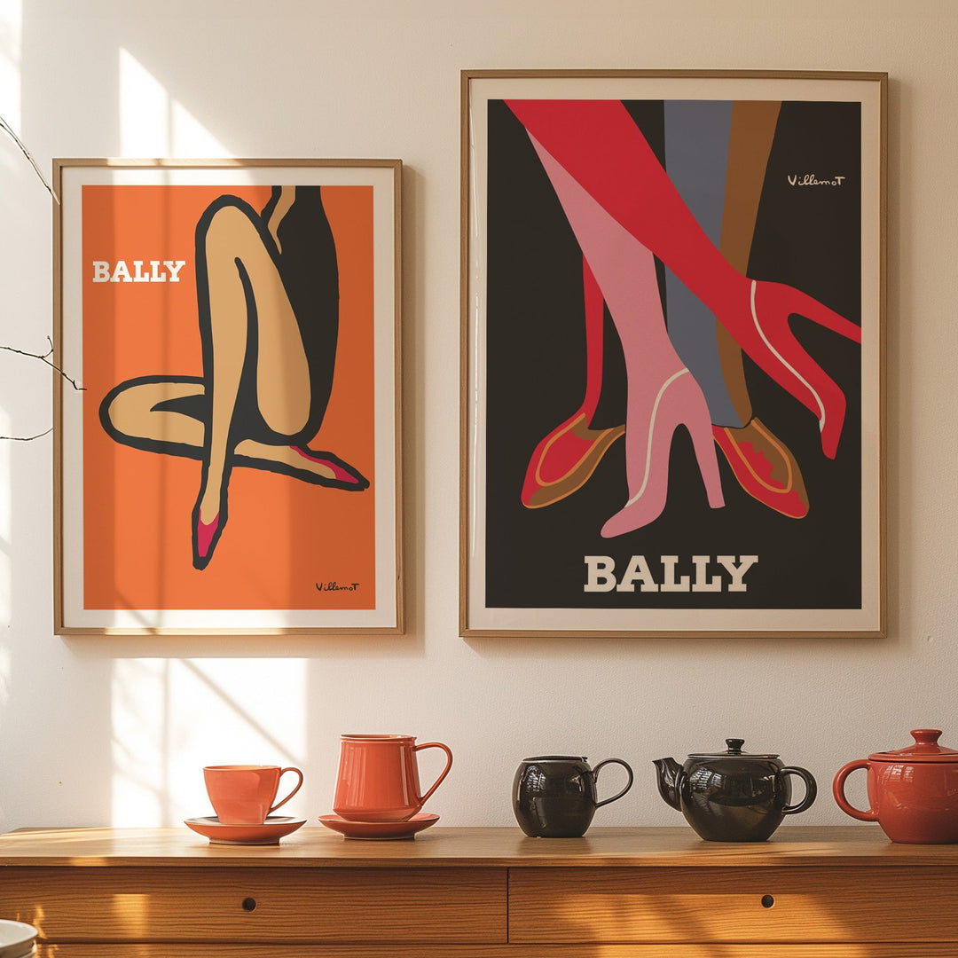 Bally Orange Legs & Feet by Bernard Villemot - Set of 2 Wall Art - Style My Wall