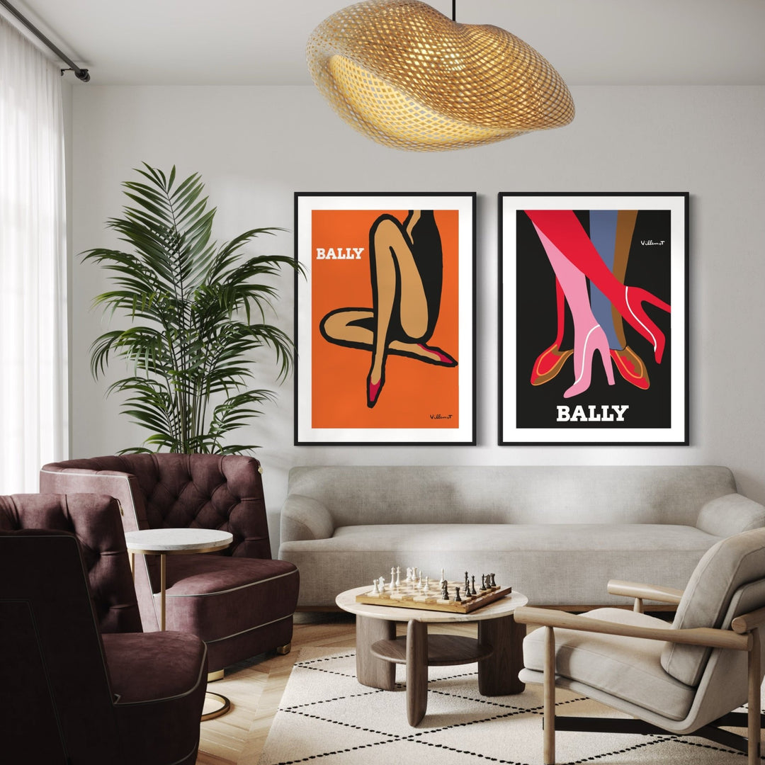 Bally Orange Legs & Feet by Bernard Villemot - Set of 2 Wall Art - Style My Wall