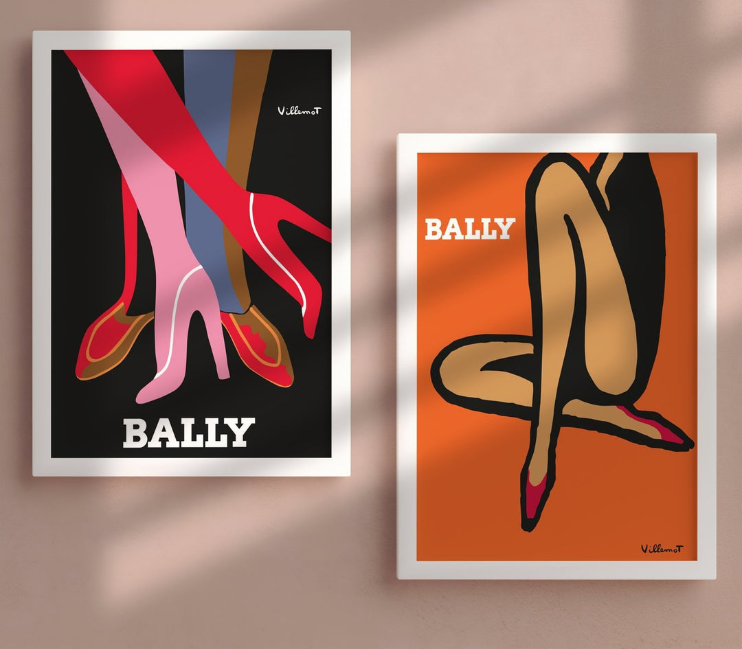 Bally Orange Legs & Feet by Bernard Villemot - Set of 2 Wall Art - Style My Wall