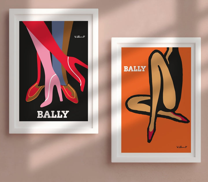 Bally Orange Legs & Feet by Bernard Villemot - Set of 2 Wall Art - Style My Wall