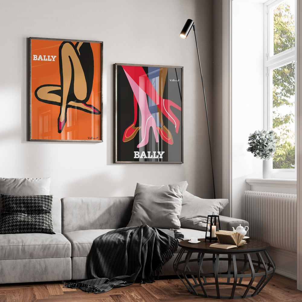 Bally Orange Legs & Feet by Bernard Villemot - Set of 2 Wall Art - Style My Wall