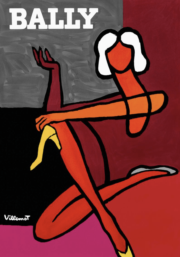 Bally Pink Lady Fashion Advertising Poster 1970 by Bernard Villemot