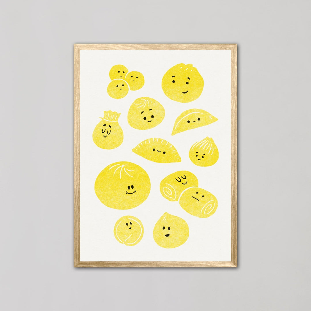 Baos and Dumplings Asian Food Yellow Wall Art - Style My Wall