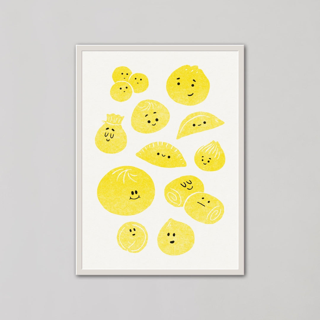 Baos and Dumplings Asian Food Yellow Wall Art - Style My Wall