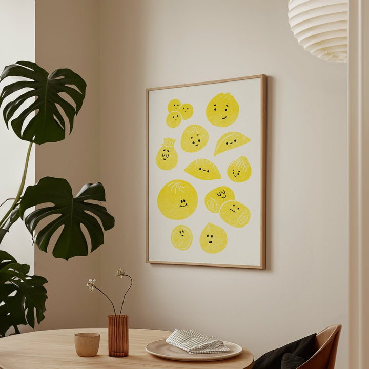 Baos and Dumplings Asian Food Yellow Wall Art - Style My Wall