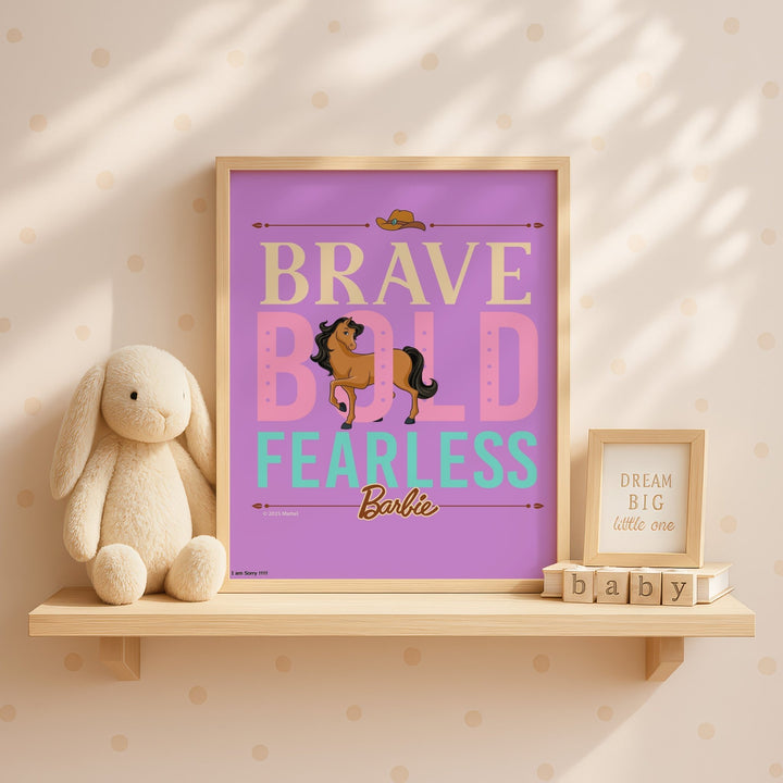 Barbie Brave Bold Fearless Horse Quote Print wall - art - picture - poster