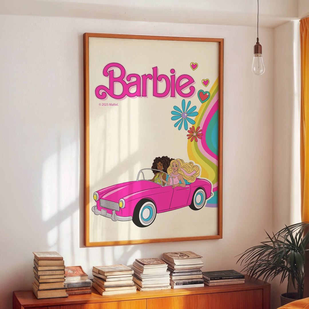 Barbie Car Flower Rainbow Wall Art wall - art - picture - poster