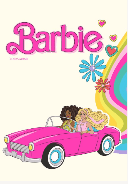Barbie Car Flower Rainbow Wall Art,frame