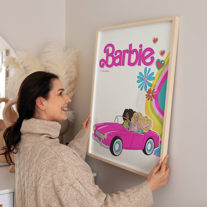 Barbie Car Flower Rainbow Wall Art wall - art - picture - poster