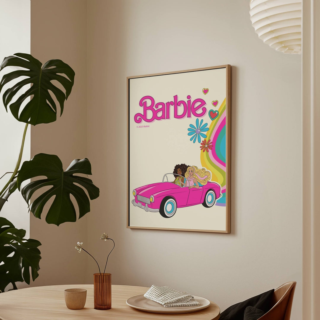 Barbie Car Flower Rainbow Wall Art wall - art - picture - poster