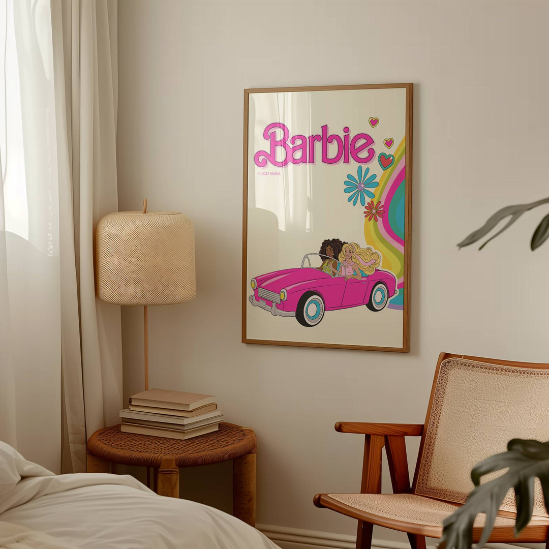 Barbie Car Flower Rainbow Wall Art wall - art - picture - poster