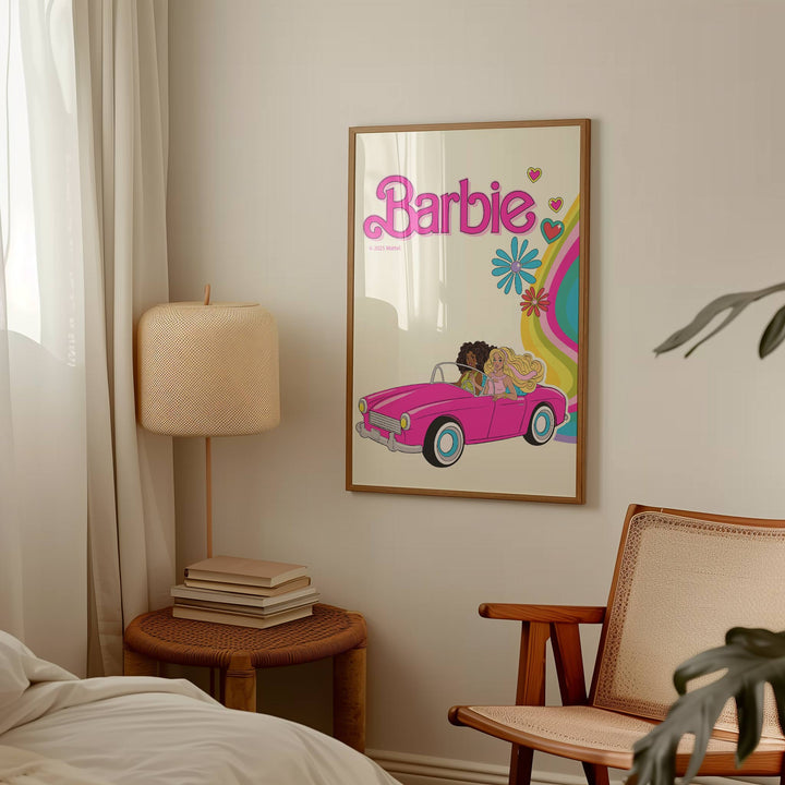 Barbie Car Flower Rainbow Wall Art wall - art - picture - poster