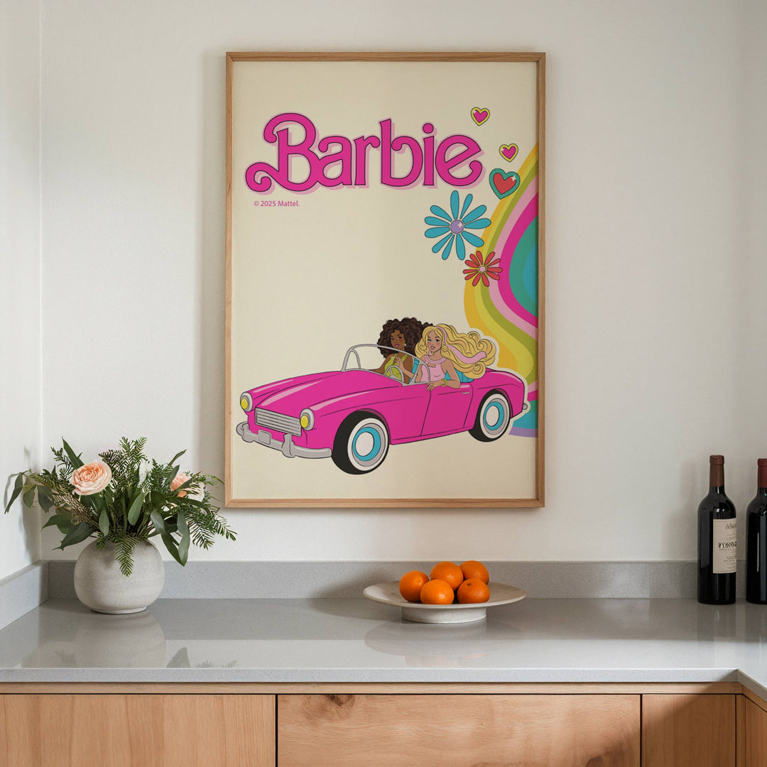 Barbie Car Flower Rainbow Wall Art wall - art - picture - poster