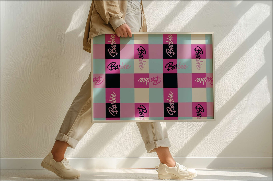 Barbie Checkered Print Landscape wall - art - picture - poster