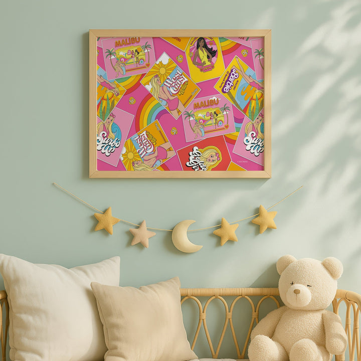 Barbie Coastal Surfs Up Malibu Landscape Print wall - art - picture - poster