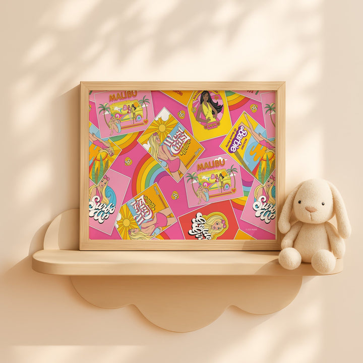 Barbie Coastal Surfs Up Malibu Landscape Print wall - art - picture - poster