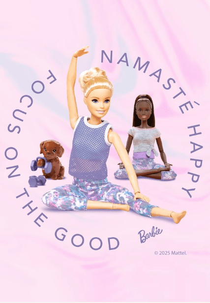 Barbie Focus on the Good Yoga Namaste Print,frame