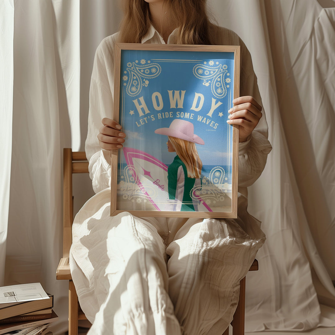 Barbie Howdy Lets Ride some Waves Coastal Surf Print wall - art - picture - poster