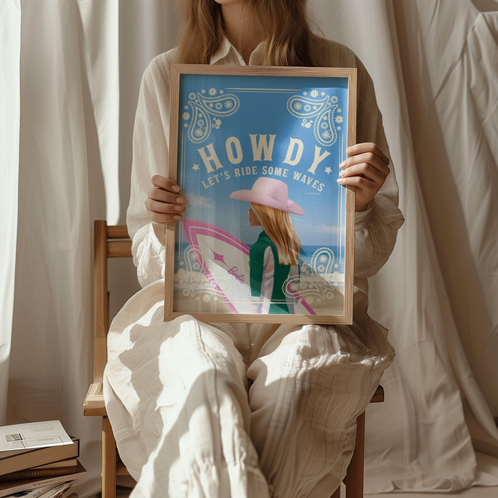 Barbie Howdy Lets Ride some Waves Coastal Surf Print wall - art - picture - poster