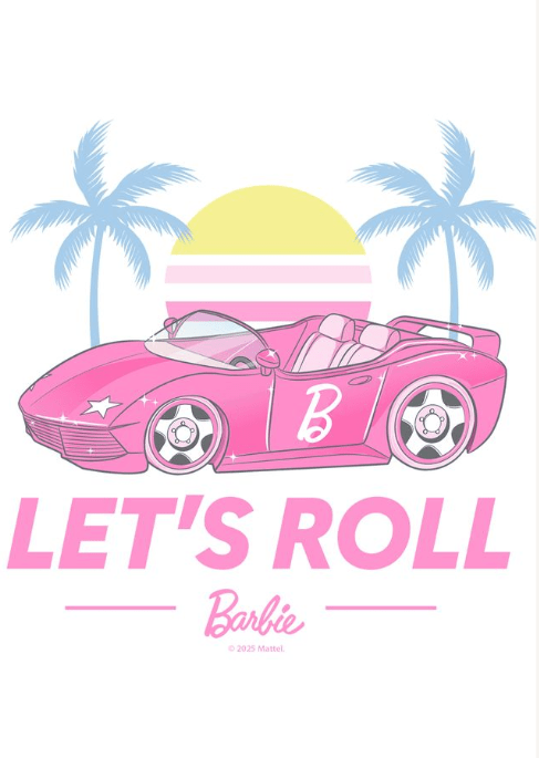 Barbie Lets Roll Vintage Retro Summer Print