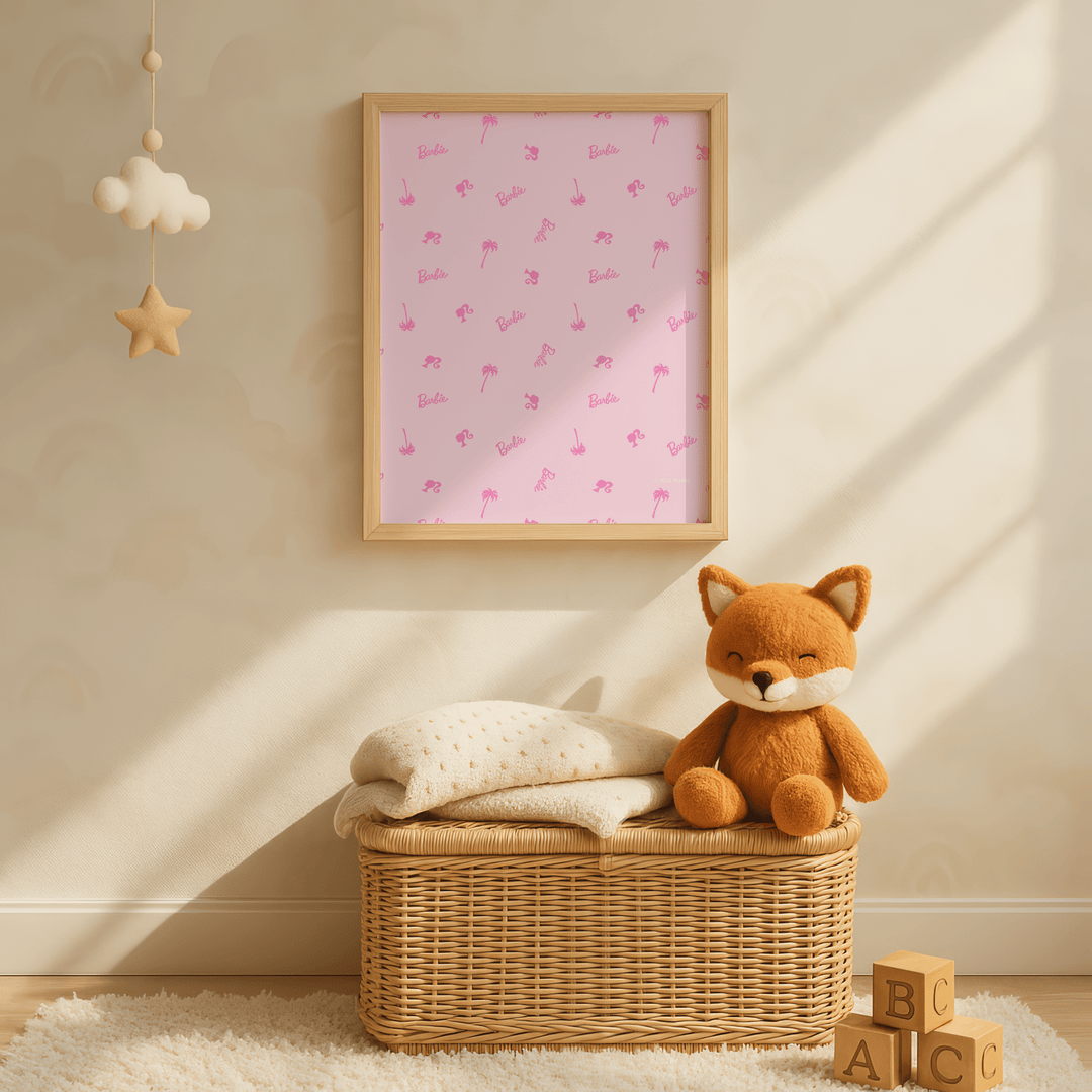 Barbie Pink Logo Palm Tree Logo and Icon Head Print wall - art - picture - poster