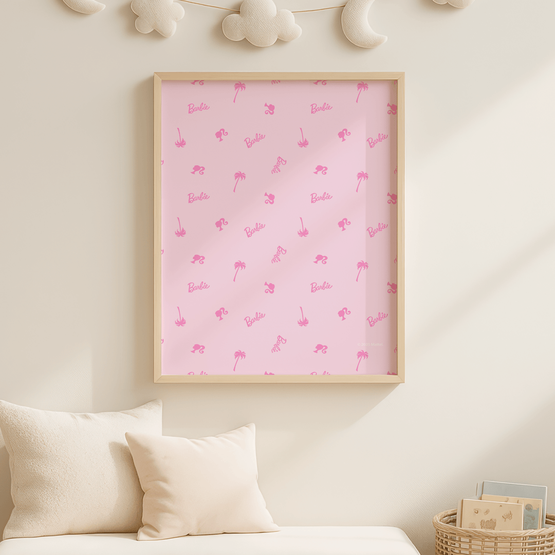 Barbie Pink Logo Palm Tree Logo and Icon Head Print wall - art - picture - poster
