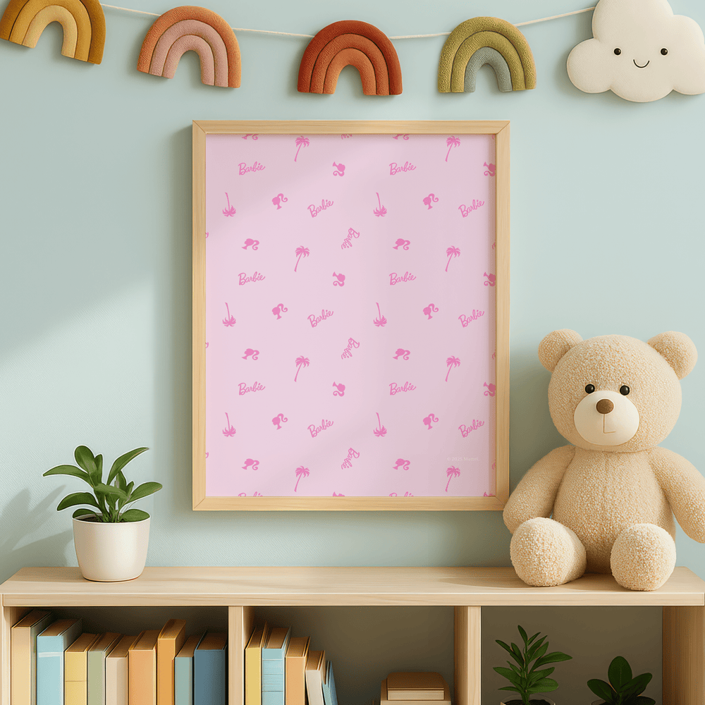 Barbie Pink Logo Palm Tree Logo and Icon Head Print wall - art - picture - poster