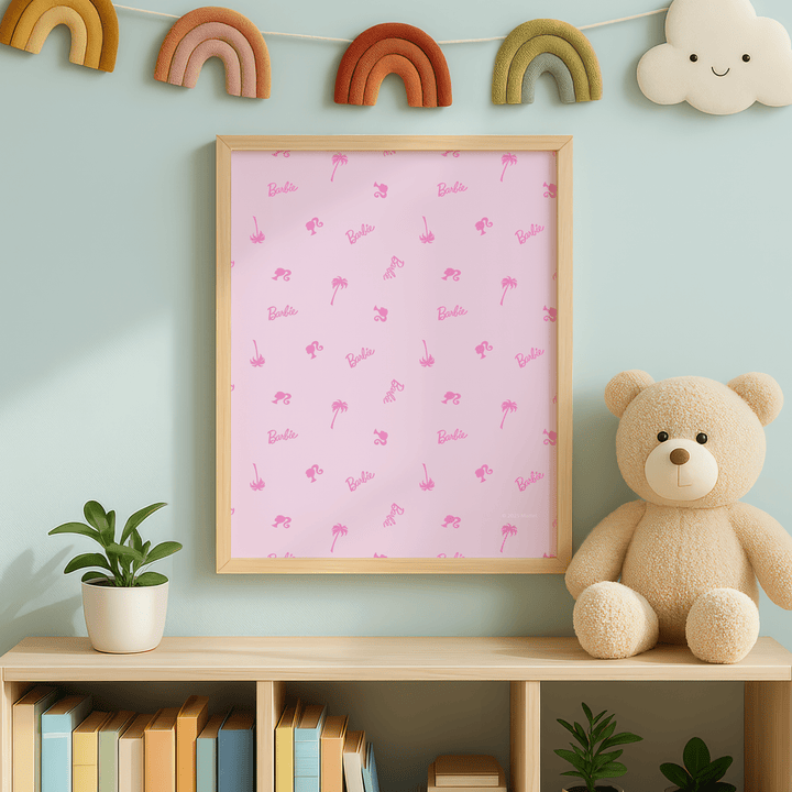 Barbie Pink Logo Palm Tree Logo and Icon Head Print wall - art - picture - poster