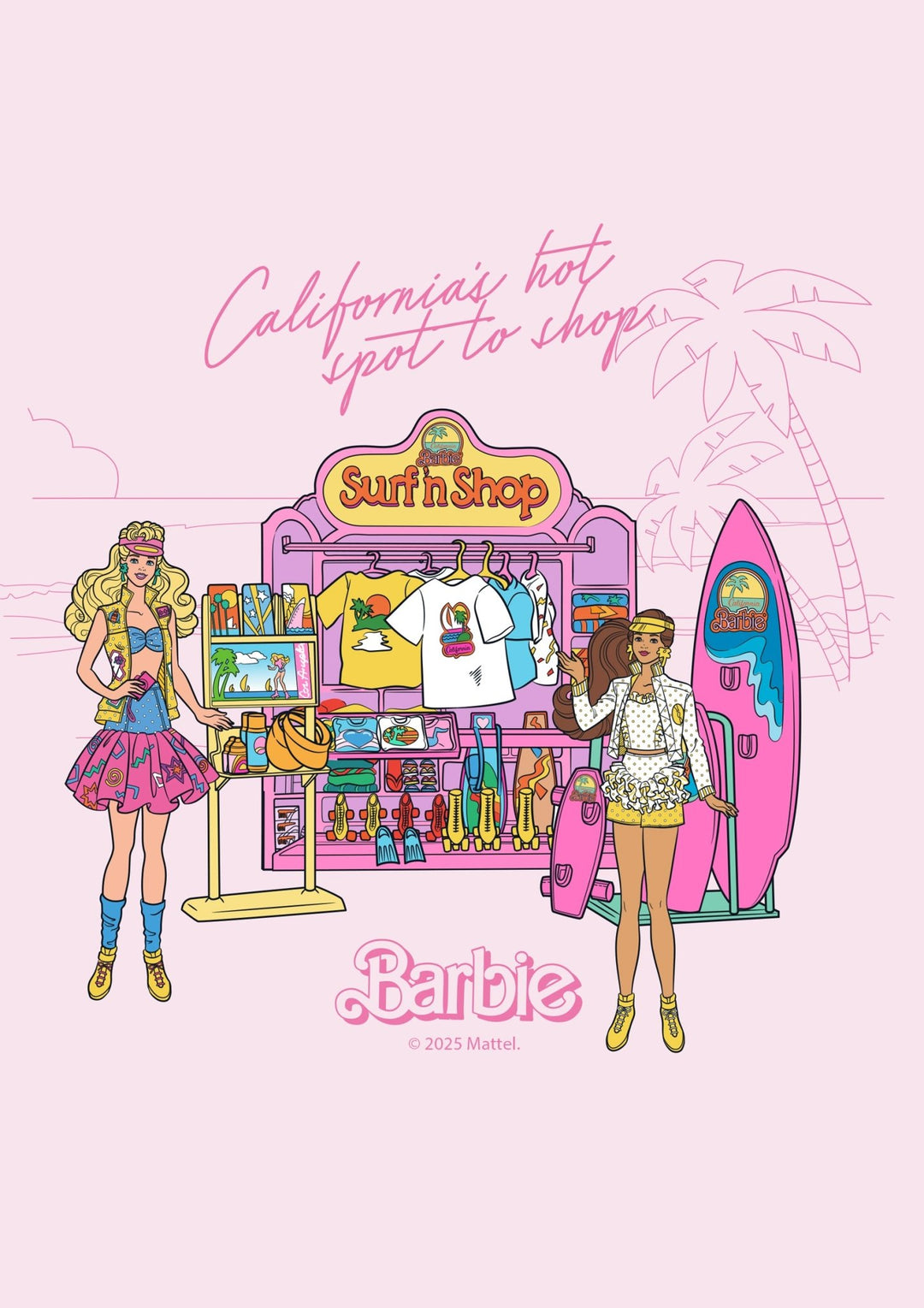 Barbie Surf n Shop California Print,frame