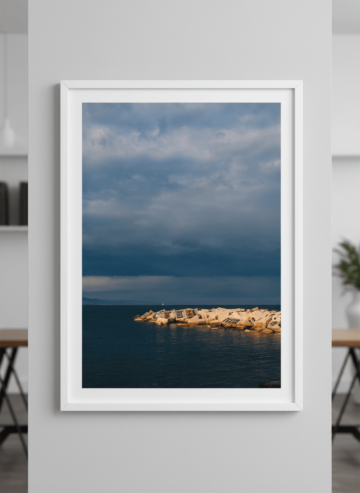 Contemporary wall art featured in a bright modern office workspace
