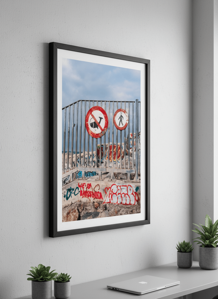 Contemporary wall art featured in a bright modern office workspace