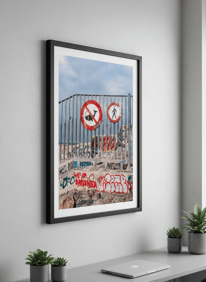 Contemporary wall art featured in a bright modern office workspace