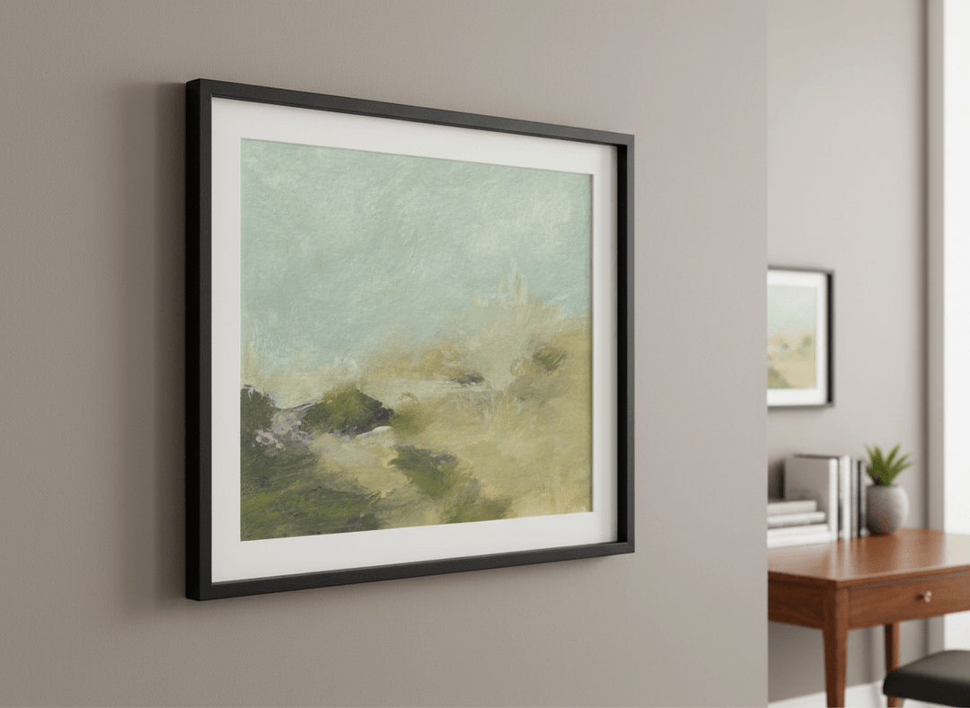 Contemporary wall art featured in a bright modern office workspace