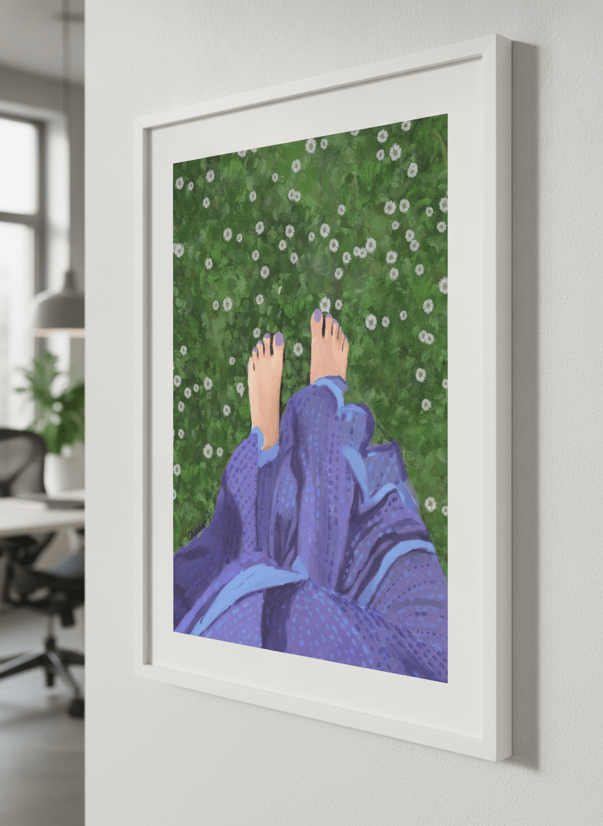 Contemporary wall art featured in a bright modern office workspace
