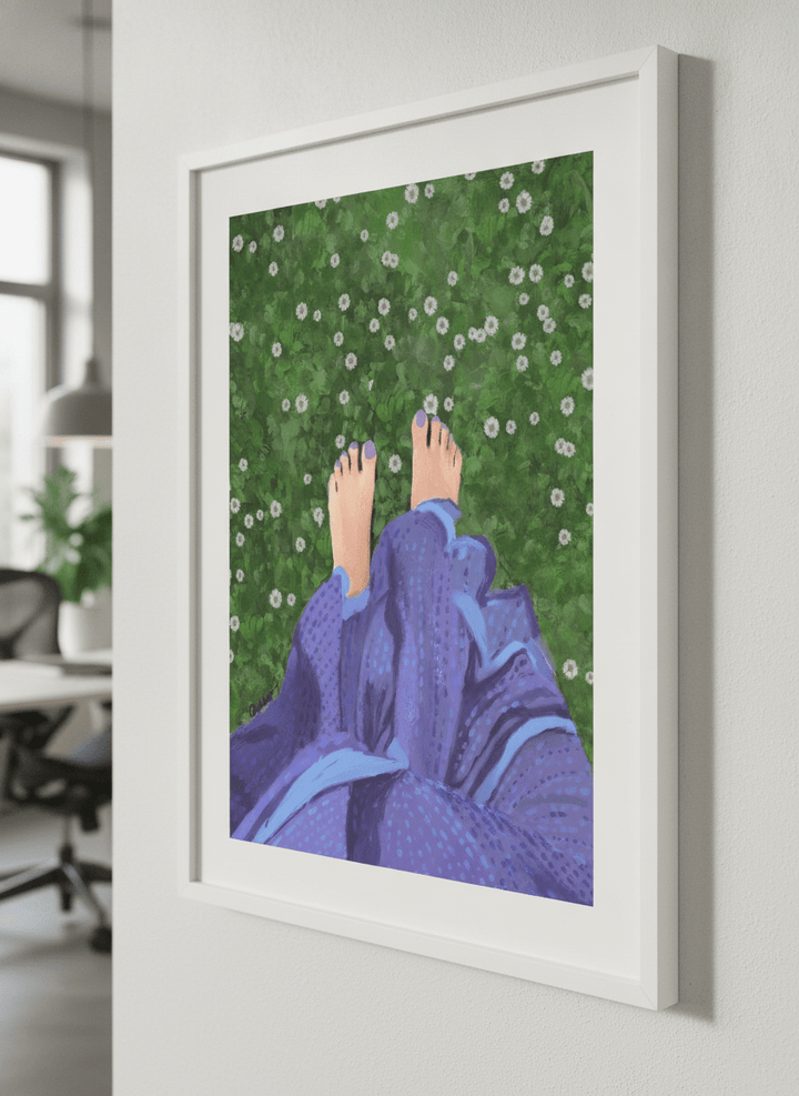 Contemporary wall art featured in a bright modern office workspace